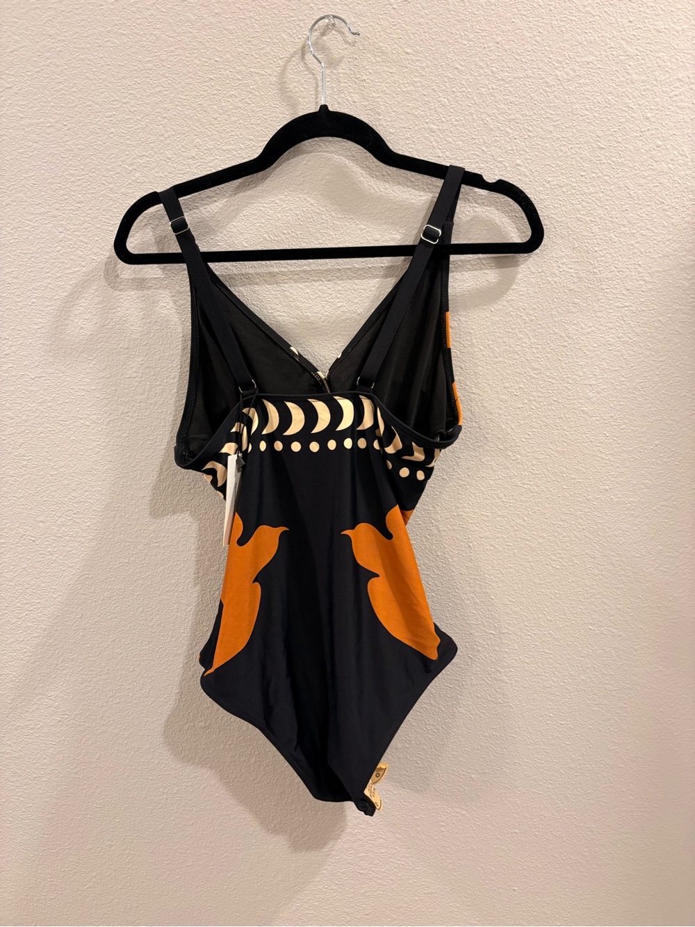 Commense Black, Orange & Cream Cut Out One-Piece - Picture 2 of 5